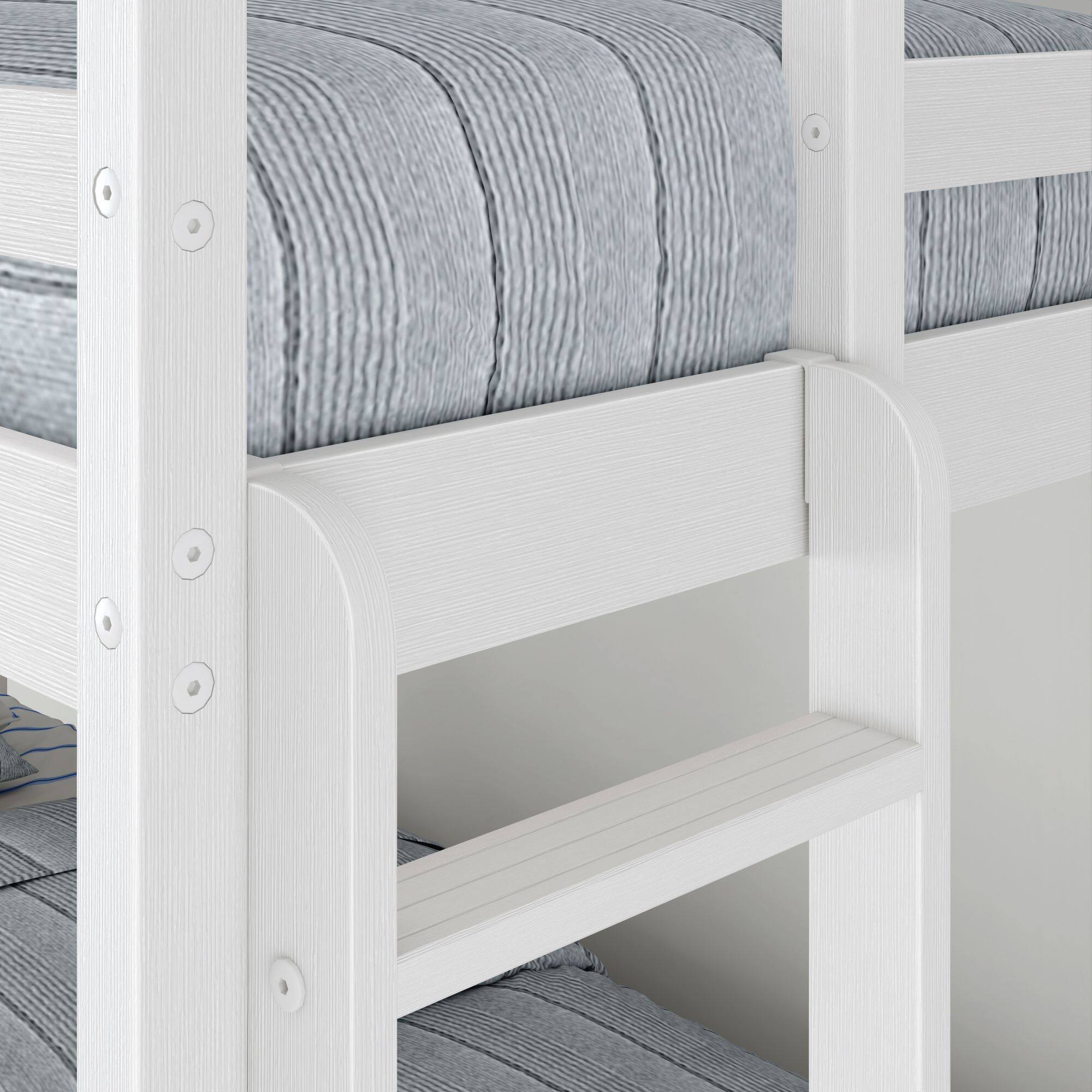 Alt View 3. Grain & Grove - Bear Plywood Twin/Twin Bunk, Brushed White - White.