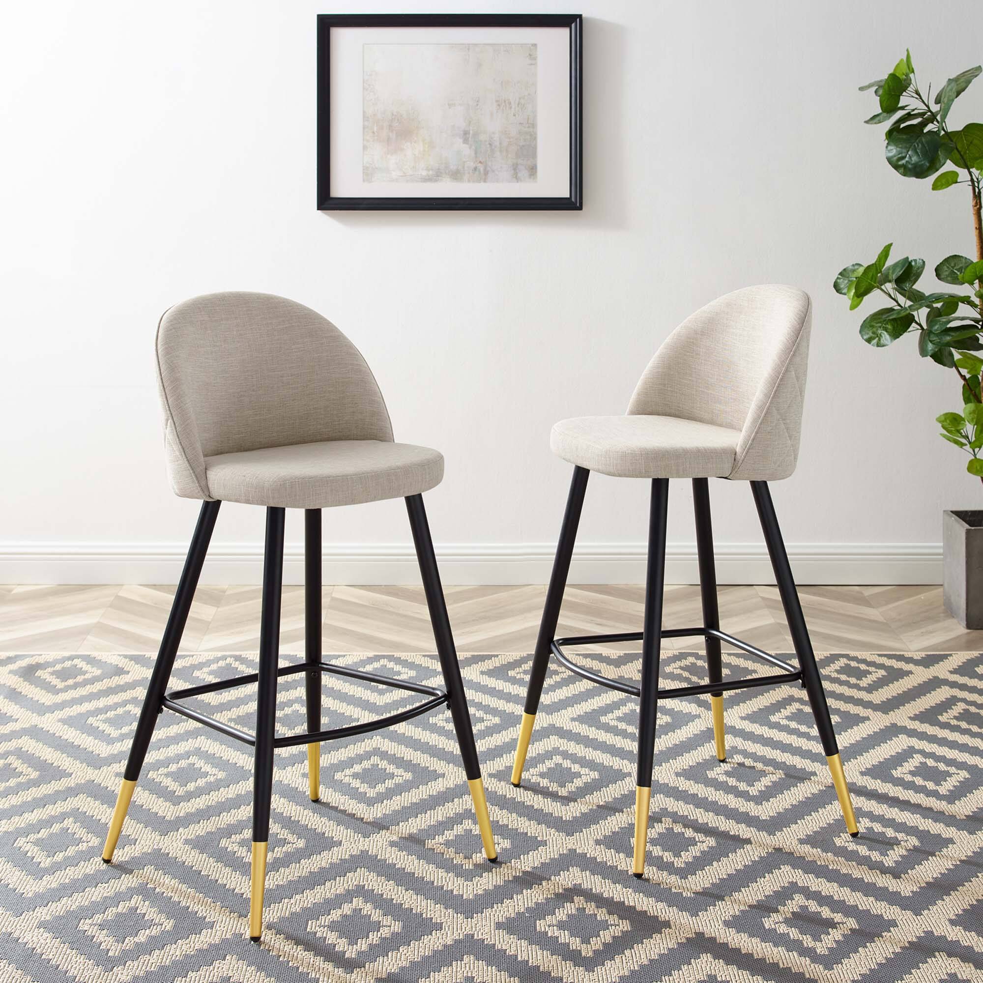 Front. Modway - Cordial Fabric Bar Stools Set of 2 by Modway - Beige.