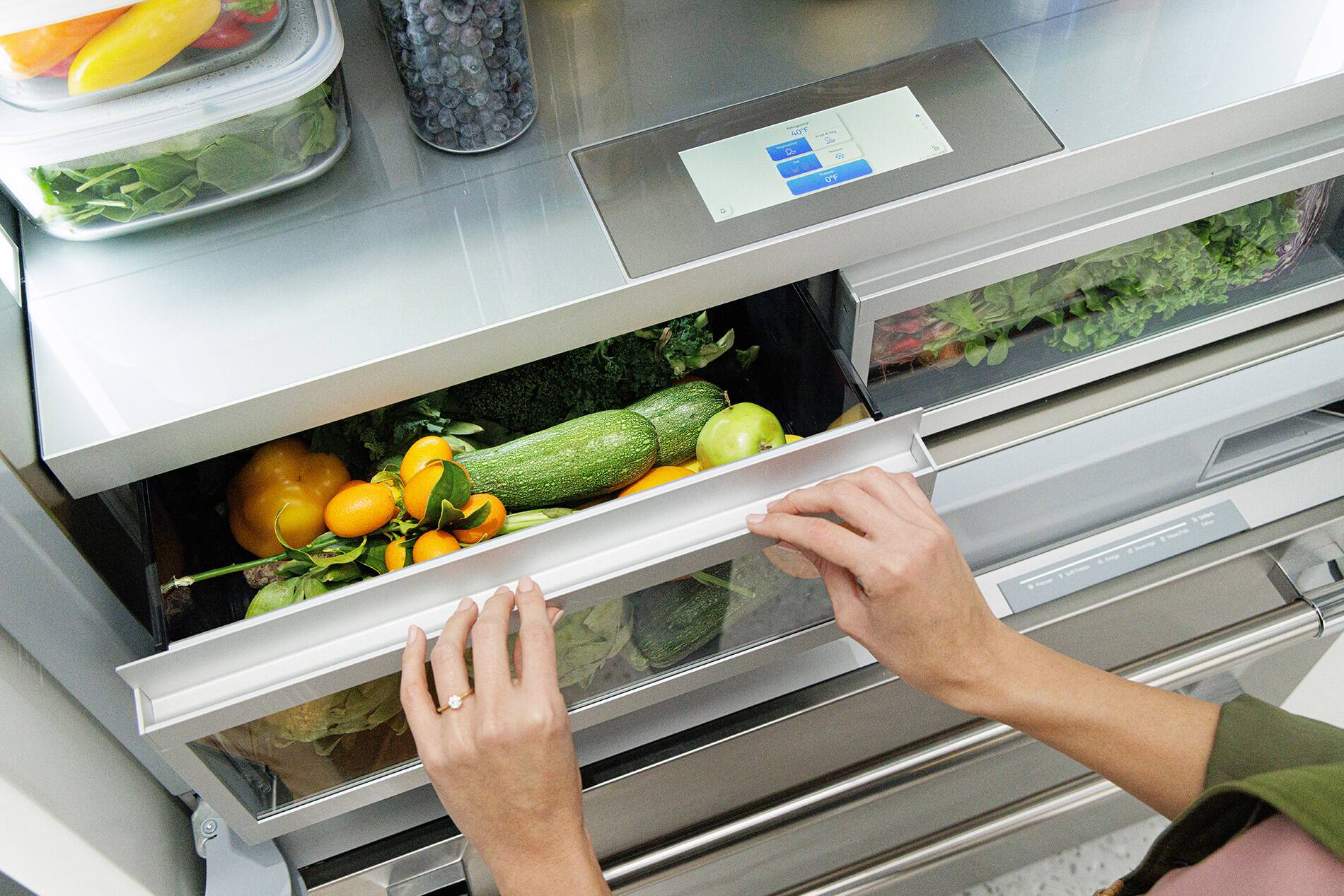 Alt View 1. Thermador - Freedom Collection 42 in Wide 23.1 Cu. Ft. Smart Built-in French Door Bottom Freezer Refrigerator - Stainless Steel.