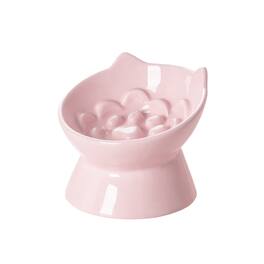 PawsPik - Lynx Ceramic Raised Slow Food Bowl - Quartz Pink