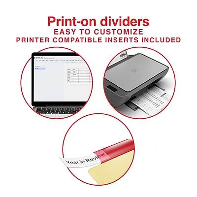 Print-on dividers  
EASY TO CUSTOMIZE  
PRINTER COMPATIBLE INSERTS INCLUDED  
Year in Review
