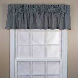 Ellis Curtain - Logan Check Window Valance Blackout Room Darkening Tailored Curtain 70 x 12" Black - Blk