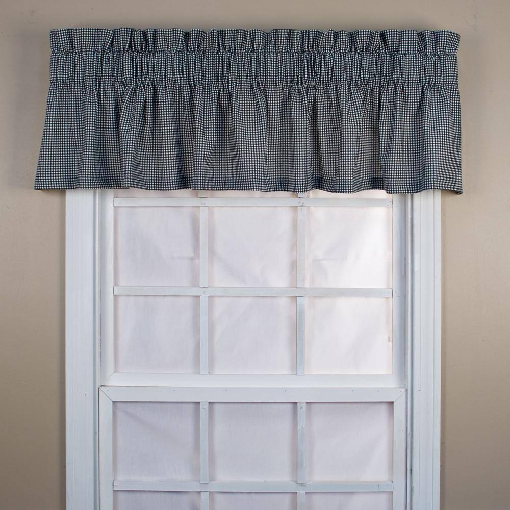 Front. Ellis Curtain - Ellis Curtain Logan Check High Quality Water Proof Room Darkening Blackout Tailored Window Valance - 70 x 12" Black - Blk.
