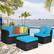 Alt View 1. Costway - 4PCS Patio Rattan Furniture Set Sofa Ottoman Cushion Garden Deck - Turquoise.
