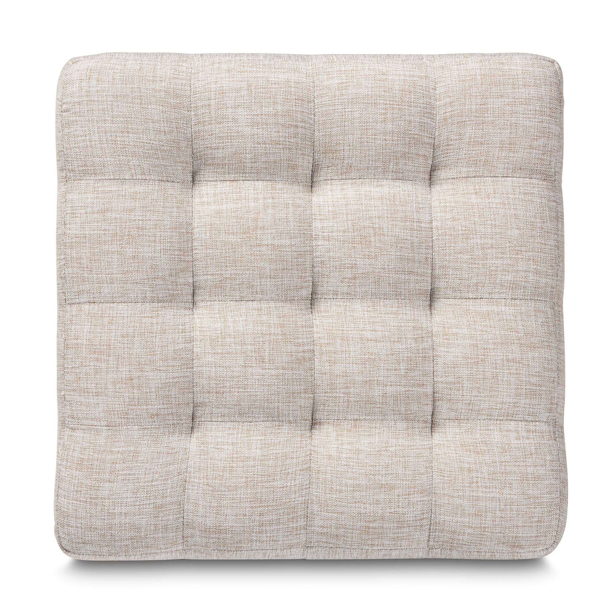 Left. Baxton Studio - Elladio Modern and Contemporary Fabric Upholstered Tufted Cube Ottoman Set - Beige.