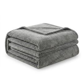 Plazatex - Noble House Micro Plush Popcorn Solid Blanket - Twin 66x86" Grey - Gray