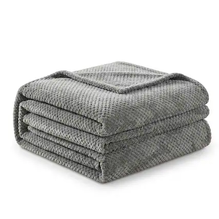 Front. Plazatex - Plazatex Noble House Micro Plush Popcorn Solid Blanket - Twin 66x86" Grey - Grey.
