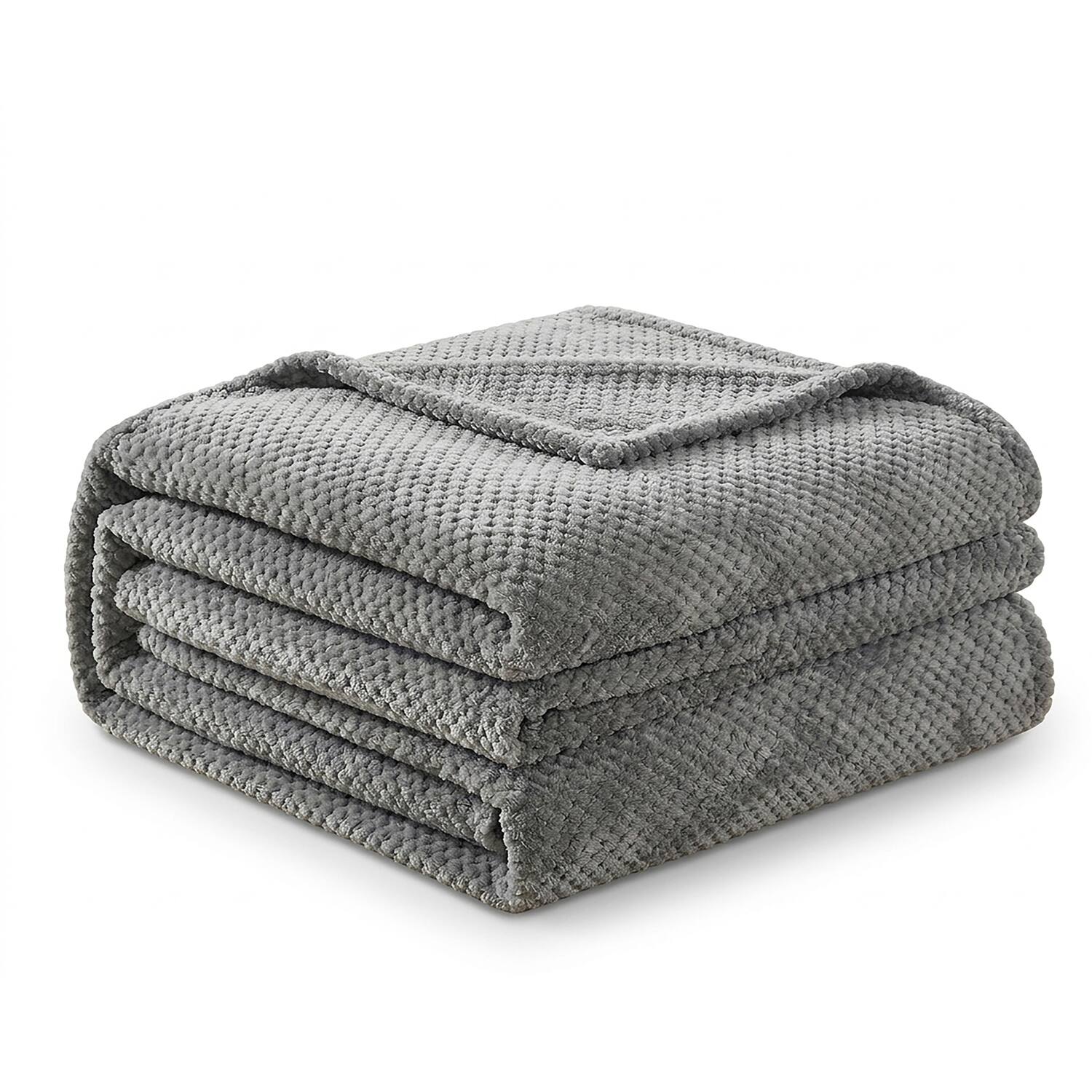 Front. Plazatex - Plazatex Noble House Micro Plush Popcorn Solid Blanket - Twin  66x86"  Grey - Grey.