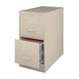 Staples - Heavy Duty 2 Drawer Vertical File Cabinet, Letter Size Documents, 26.5" D x 15" W x 28.39" H - Putty