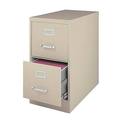 Staples - Heavy Duty 2 Drawer Vertical File Cabinet, Letter Size Documents, 26.5" D x 15" W x 28.39" H - Putty