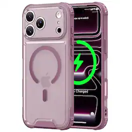Dteck - Rugged Magnetic Case For Apple iPhone 18 Pro Shockproof Translucent Matte Cover Compatible With Magsafe Accessories - Winered