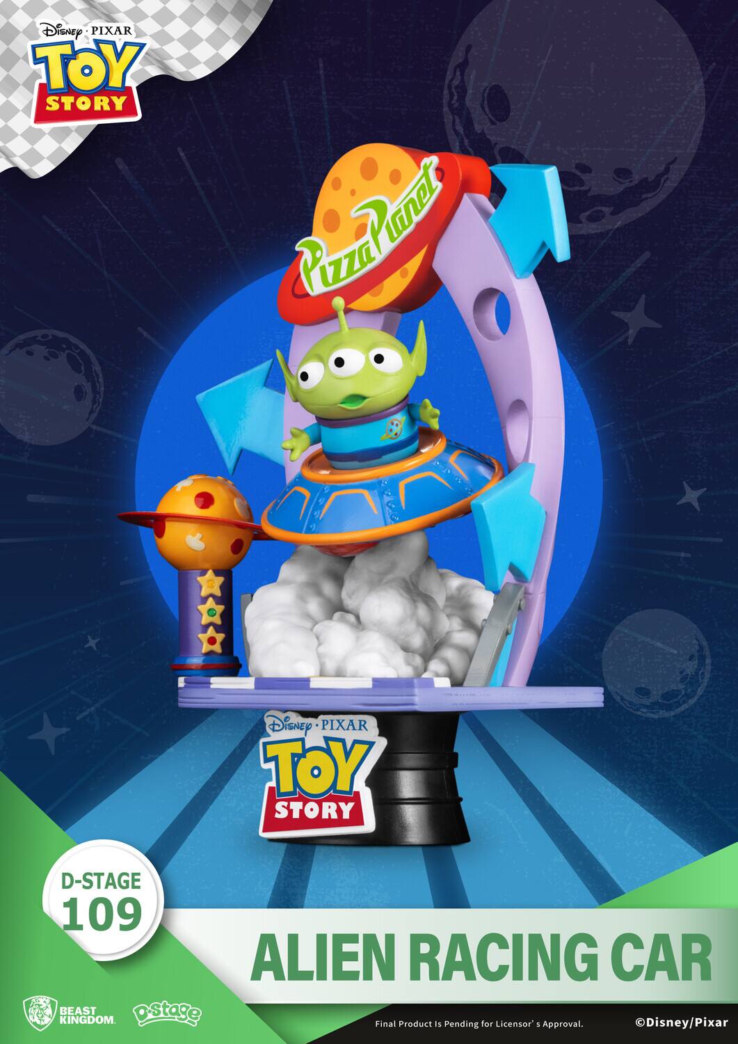 Disney PIXAR TOY STORY Pizza Planet Pizza Disney PIXAR TOY STORY D-STAGE 109 ALIEN RACING CAR. Final Product is for Licensor 1 Disney/Pixar Pending Approval.