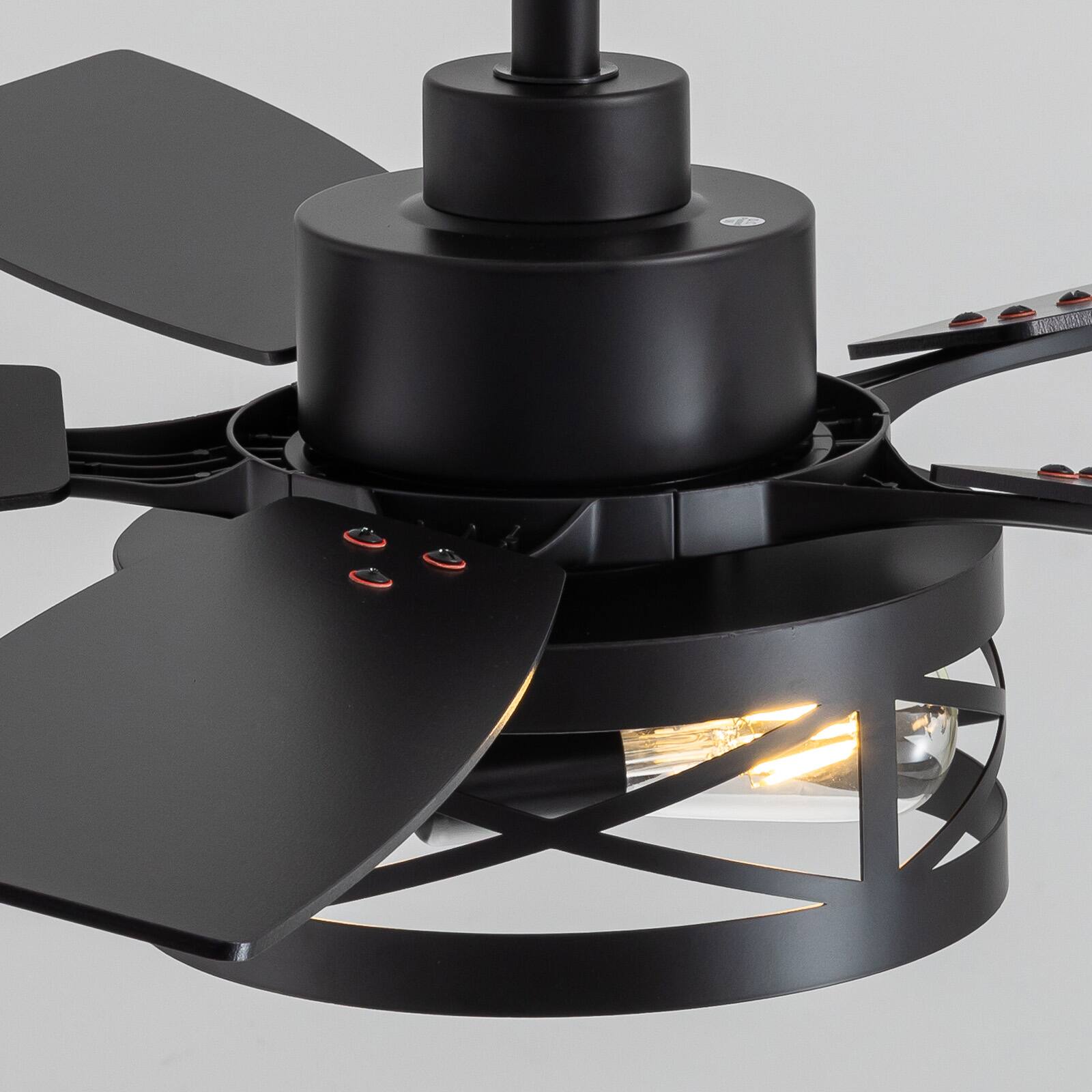 Alt View 7. Siljoy - 42-inch Farmhouse Cage Ceiling Fan with Light Slim Metal App & Remote Dimmable LED for Living Room Bedroom and Patio - Brown.