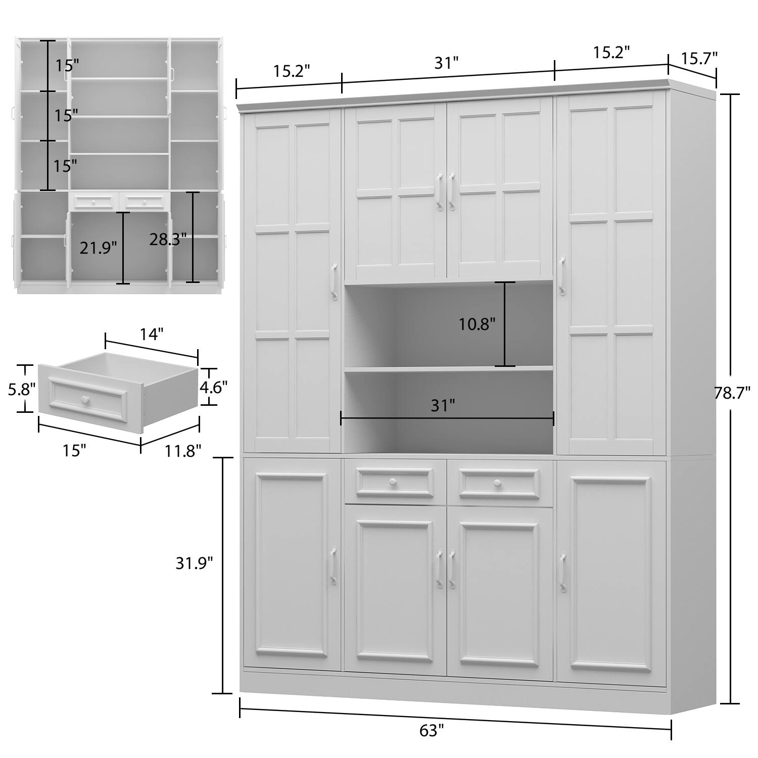 15" 15.2" 31" 15.2" 15.7" 15" 15" 21.9" 28.3' 14" 10.8" 5.8" 4.6" 31" 78.7" 11.8" 31.9" 63"