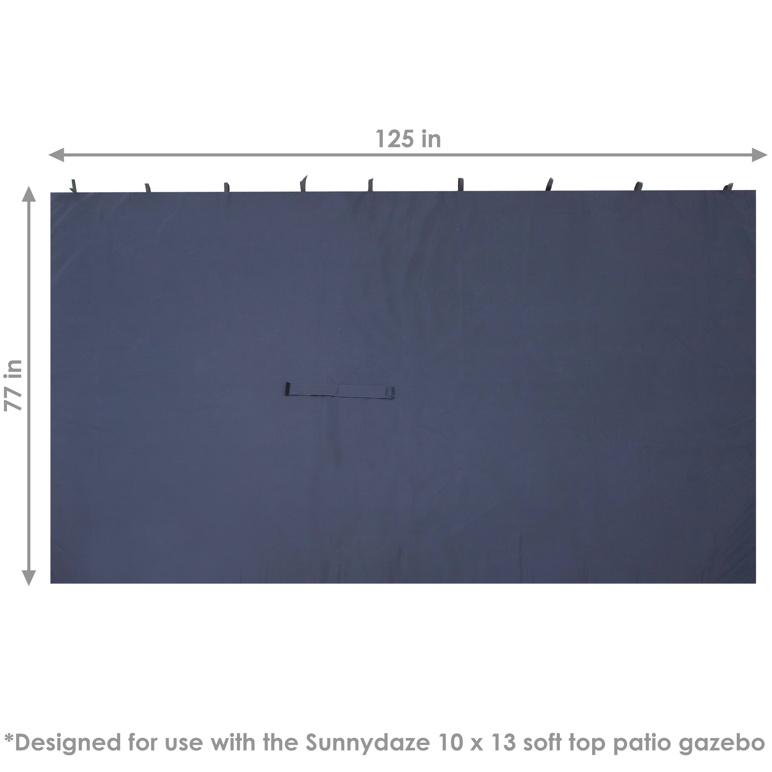 125 in  
77 in  

*Designed for use with the Sunnydaze 10 x 13 soft top patio gazebo