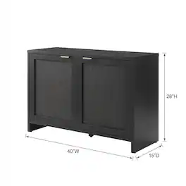 FurniFact - Vintage Style Record Player Cabinet with Vinyl Storage for Entertainment Centers - Black