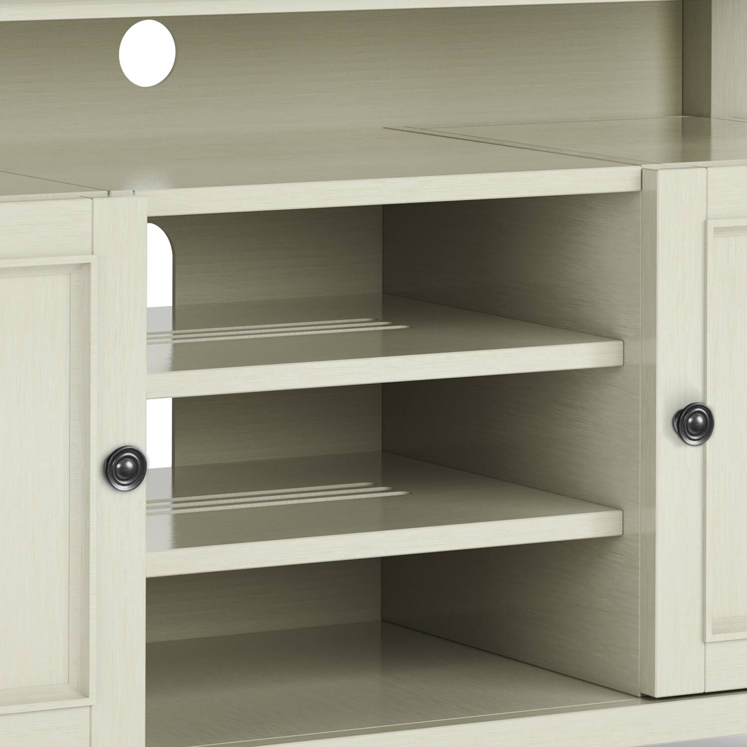 Alt View 8. Simpli Home - Amherst 54 inch Wide Solid Wood Transitional TV Stand in Antique White - Antique White.