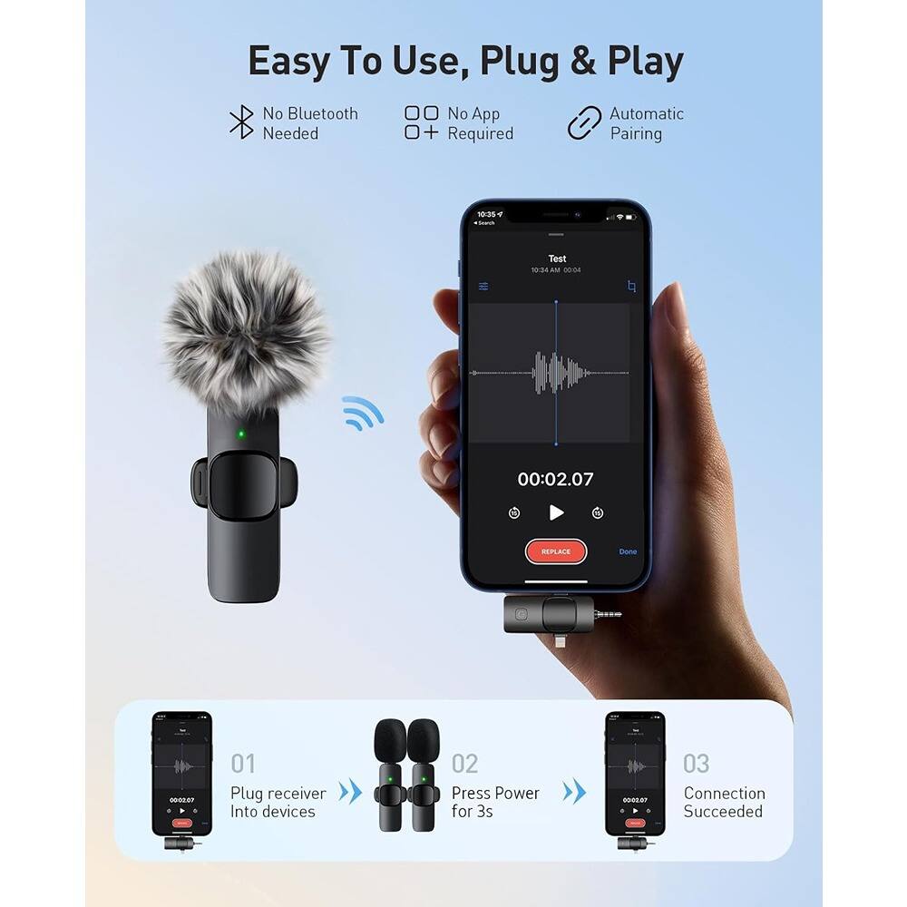 Easy To Use, Plug & Play

- No Bluetooth Needed
- No App Required
- Automatic Pairing

1. Plug receiver Into devices
2. Press Power for 3s
3. Connection Succeeded