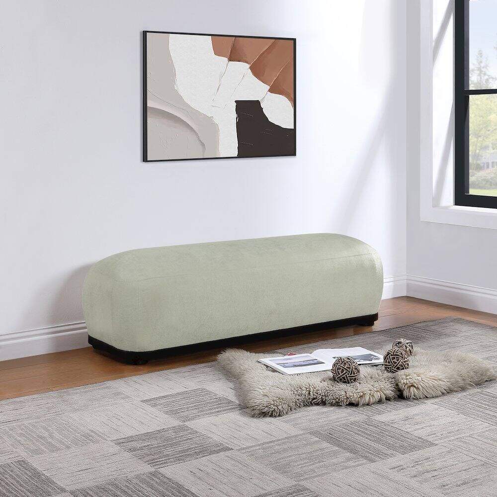 Alt View 1. Meridian Furniture - Calum Mint Chenille Fabric Bench - Blue.