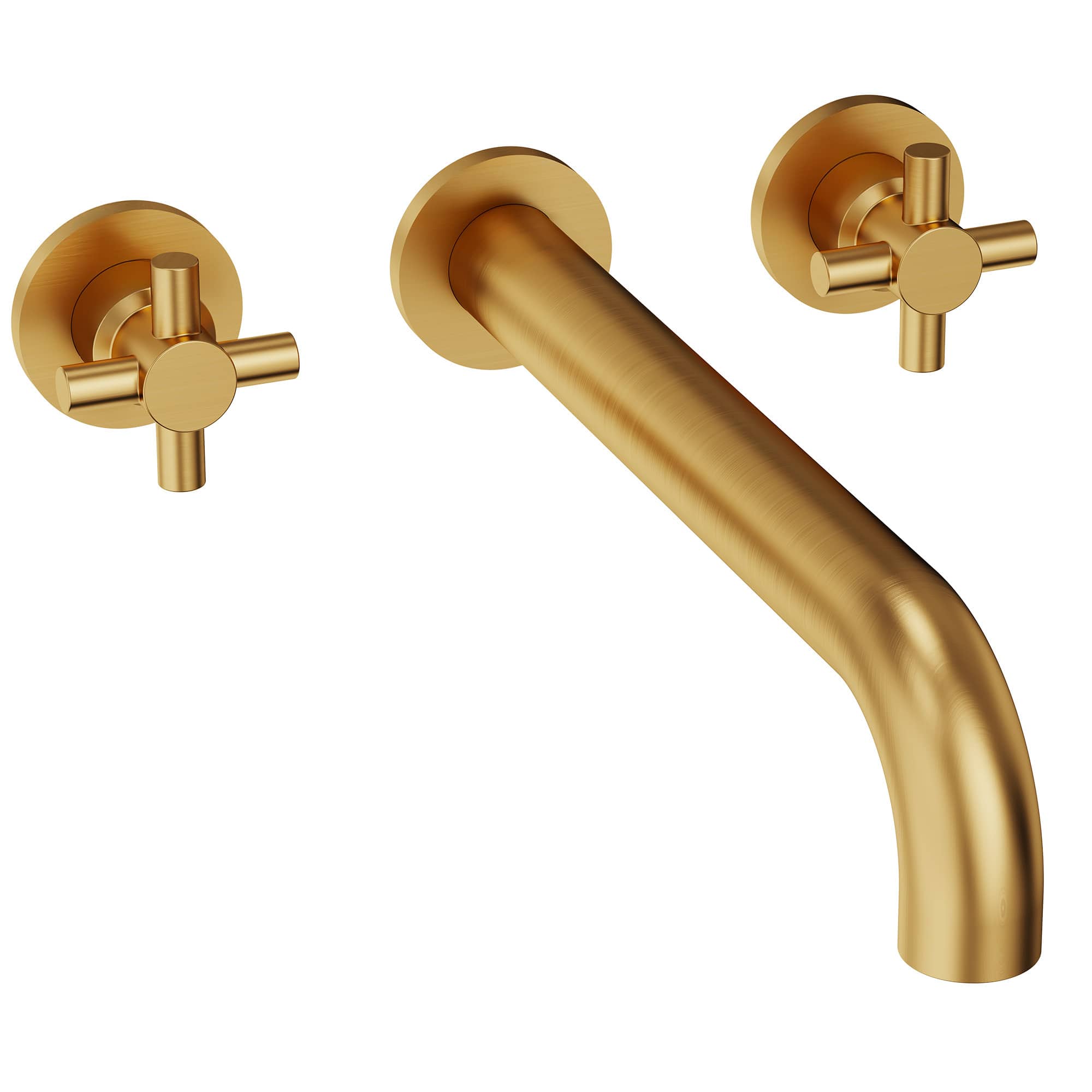 GRANDJOY - Wall-Mounted Bathtub Faucet Dual Handle Tub Filler High Flow Anti-Fingerprint Finish Modern Bathroom - Brushed Gold