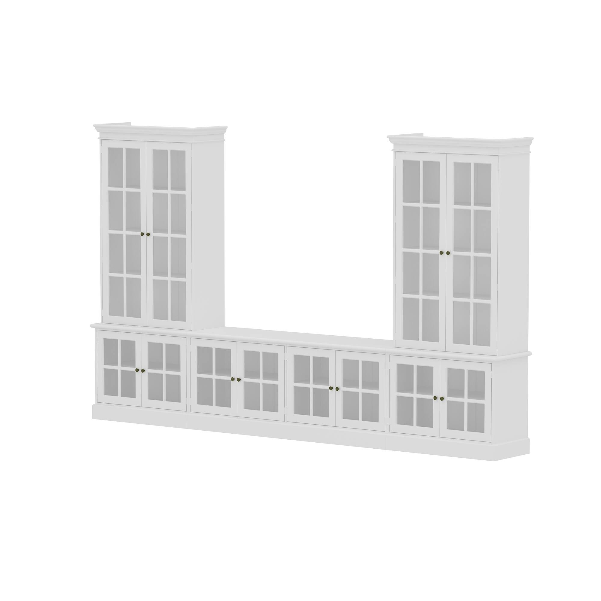 Angle. Famapy - Famapy Large Glass - Door Display Cabinet Set for Living Room & Dining Area - White.