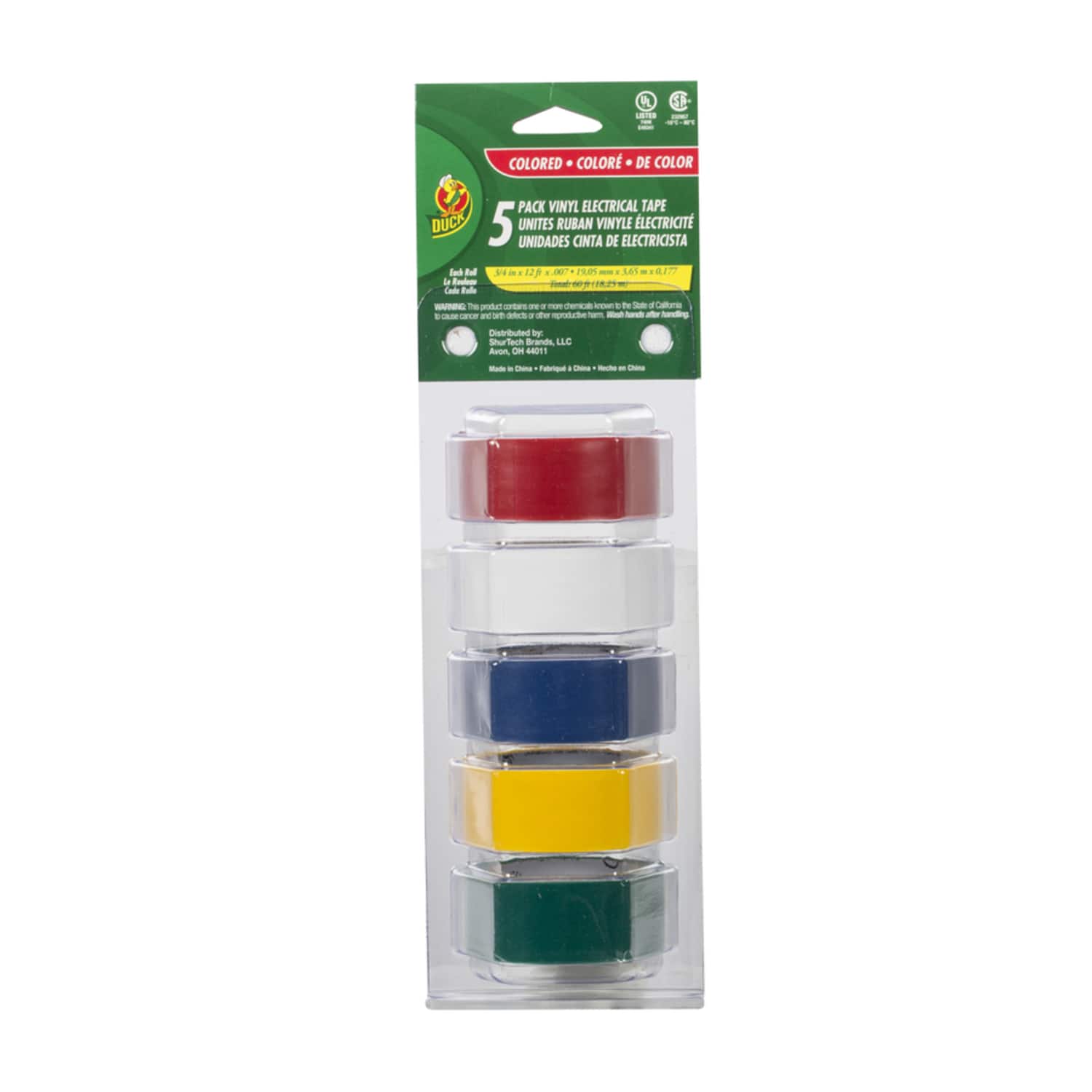 Duck - Professional Grade 3/4 in. W X 12 ft. L Assorted Vinyl Electrical Tape