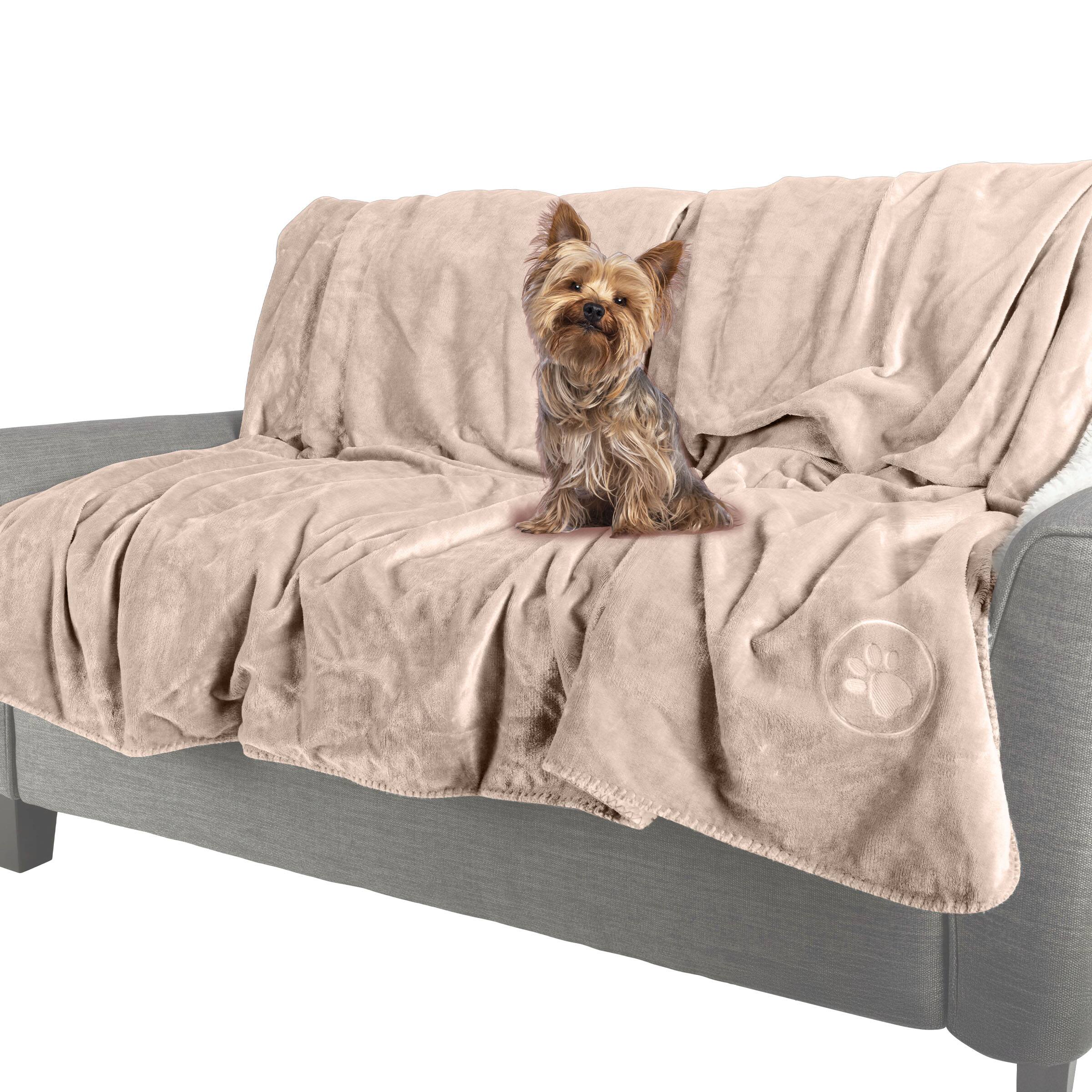 Front. PetMaker - Waterproof Dog Blanket 30x40-Inch Sherpa Dog Blanket for Couch, Bed, or Car Protects from Spills, Stains, or Pet Fur - Tan.