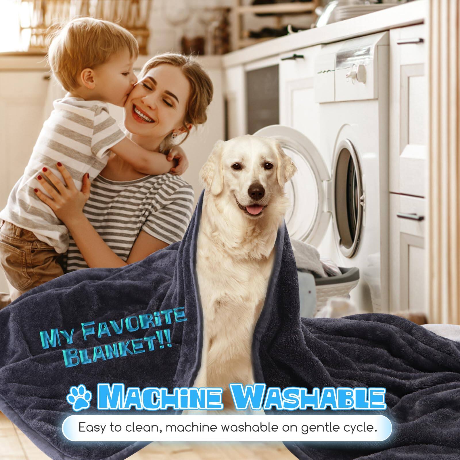My Favorite Blanket!!  
Machine Washable  
Easy to clean, machine washable on gentle cycle.
