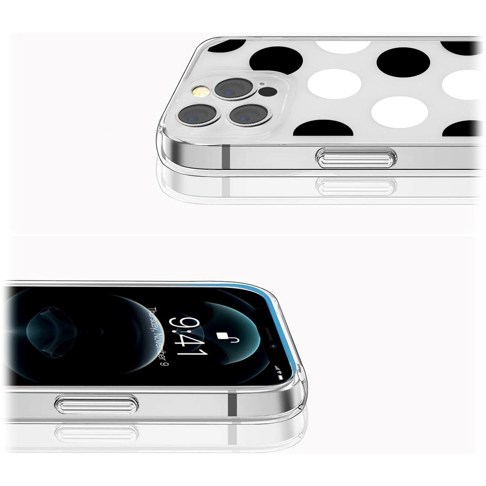 Alt View 12. SaharaCase - PolkaDot Hybrid-Flex Hard Shell Case for Apple iPhone 14 Pro Max - Clear/Black/White.