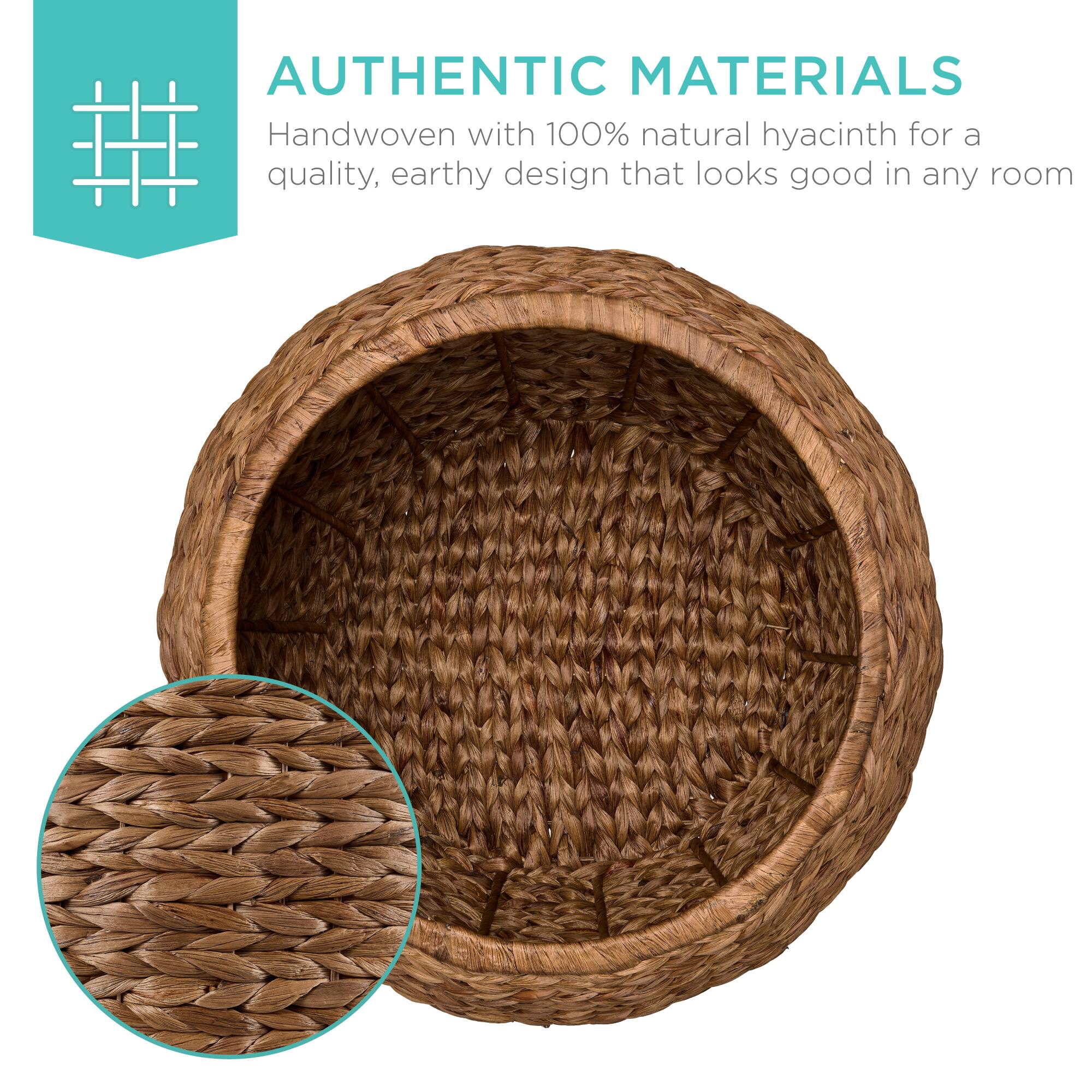 AUTHENTIC MATERIALS  
Handwoven with 100% natural hyacinth for a quality, earthy design that looks good in any room