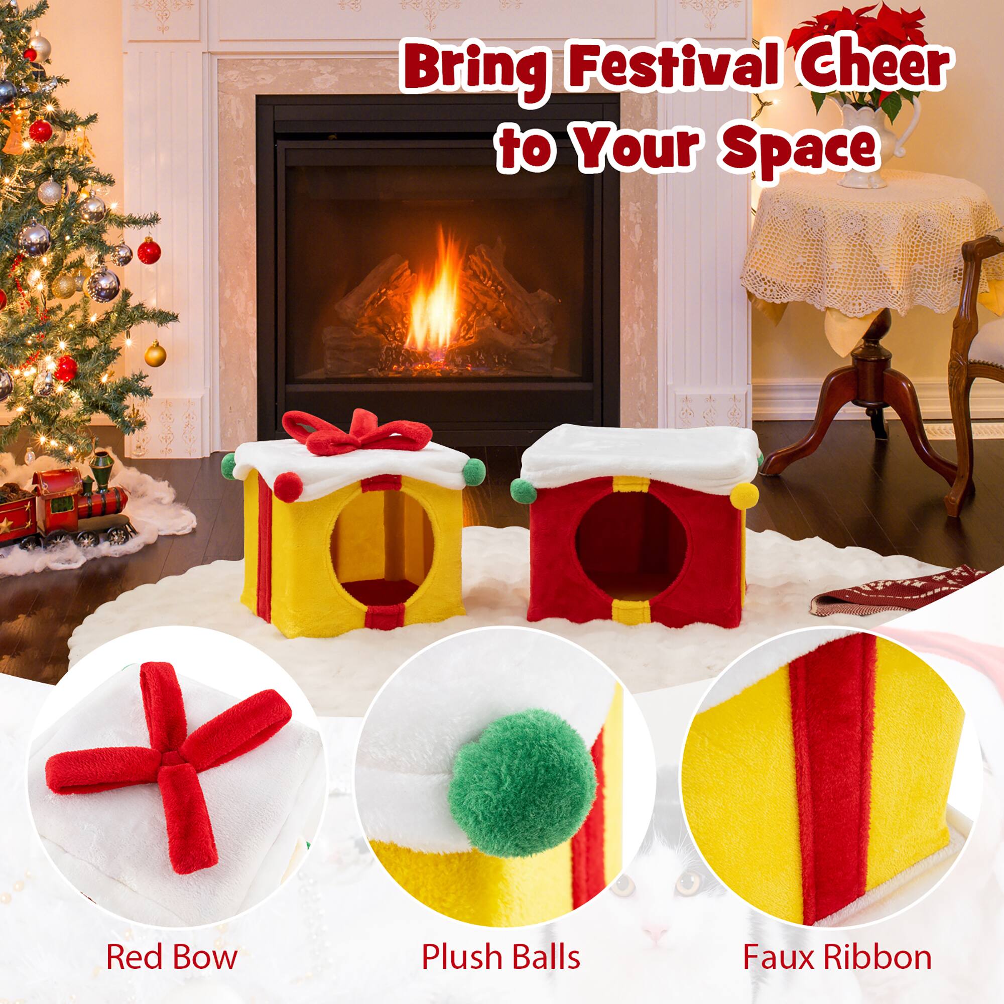 Bring Festival Cheer to Your Space

Red Bow  
Plush Balls  
Faux Ribbon