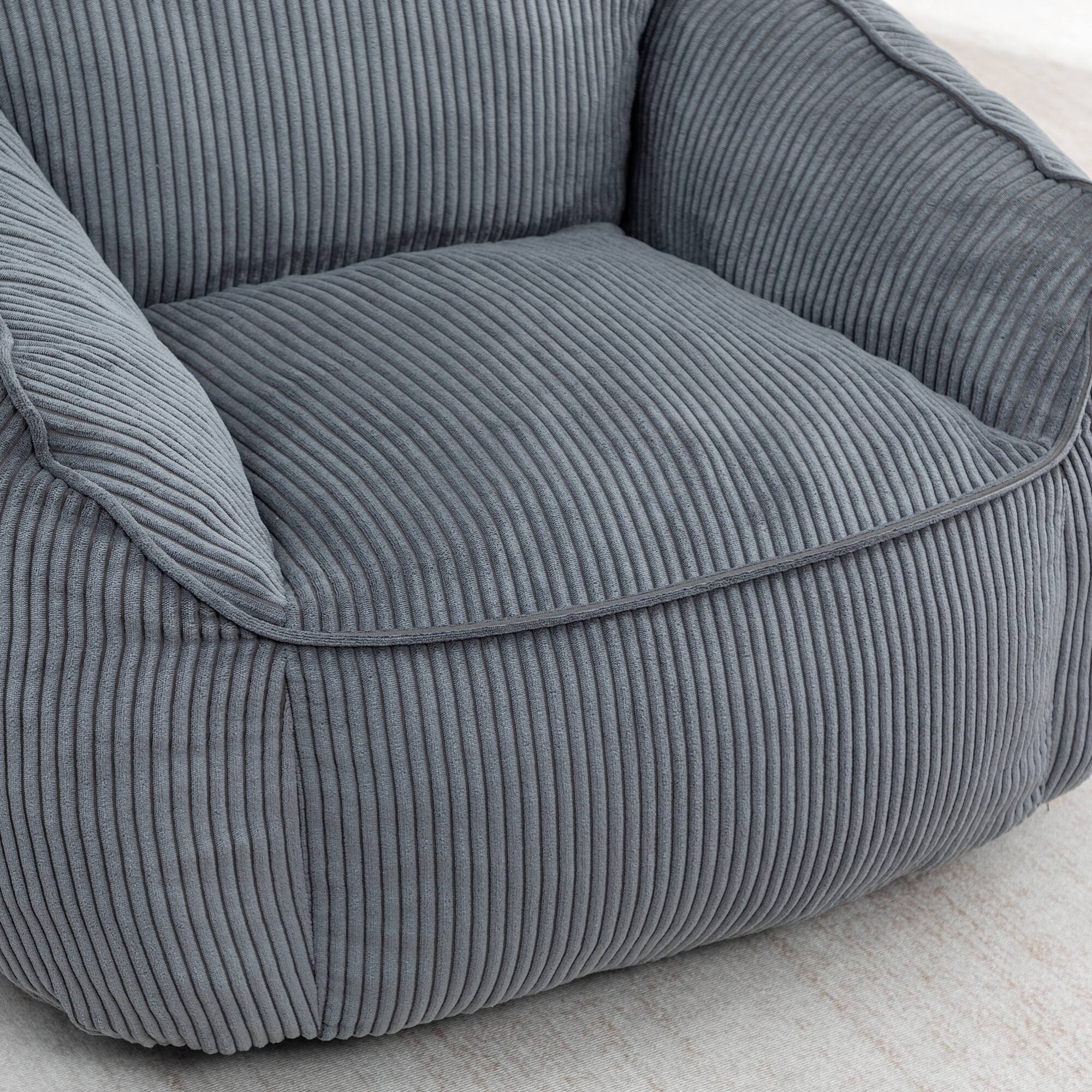 Alt View 10. GOODSILO - Large Corduroy Bean Bag Sofa Chair with Armrests and Included Filler for Living Room and Bedroom - Dark Gray.