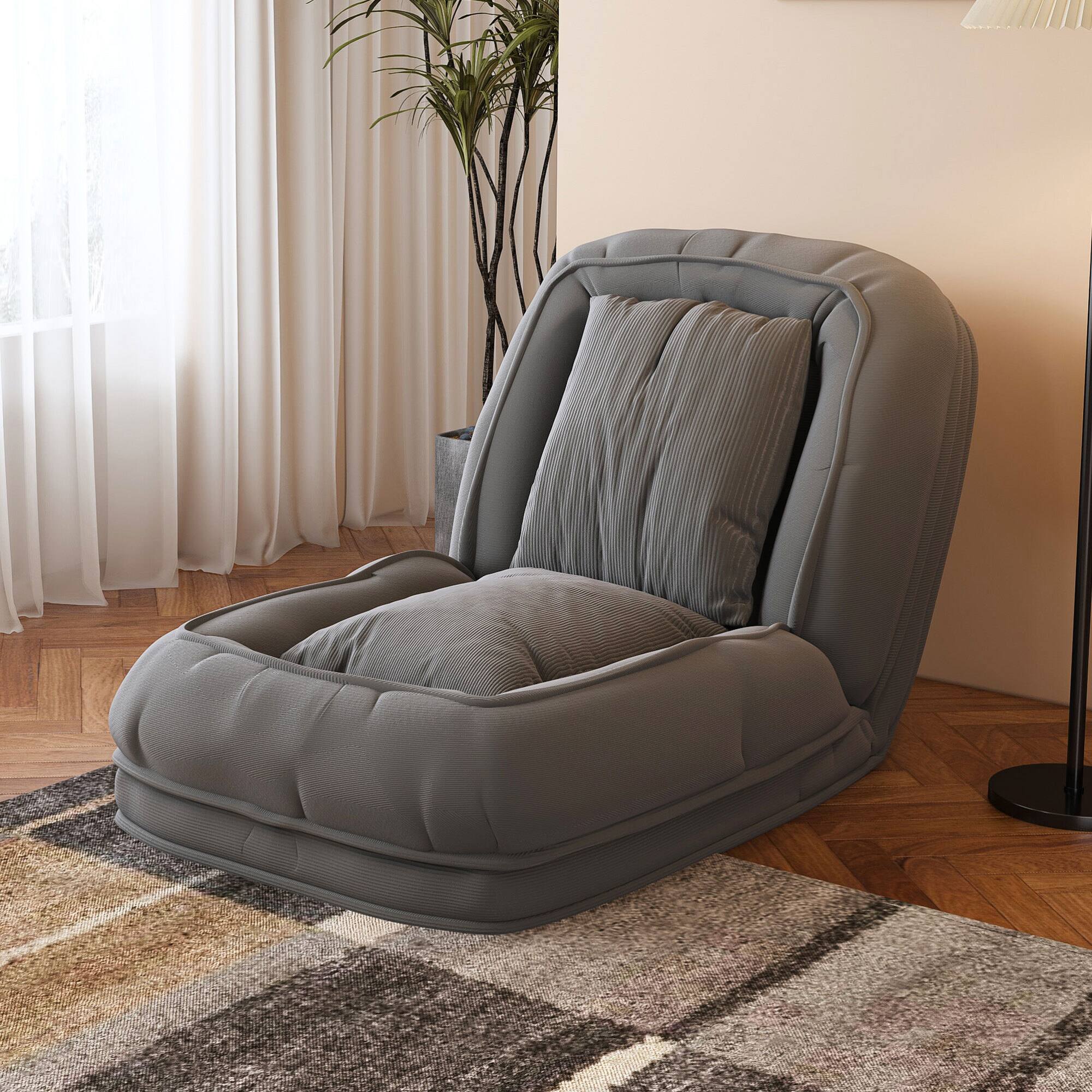 Angle. GOODSILO - Upholstered Foldable Adjustable Sofa Bed with Pillows for Adults and Pets - Grey.