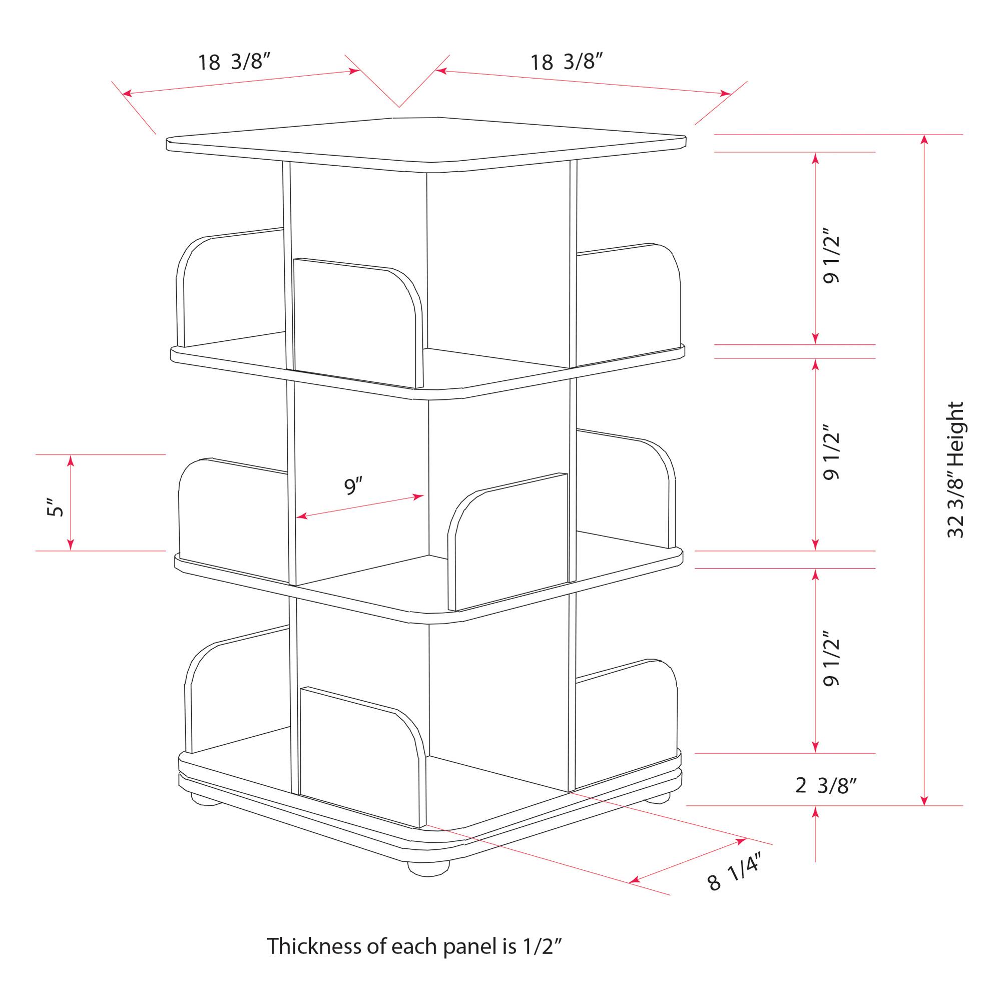 18 3/8"  
18 3/8"  
9 1/2"  
9 1/2"  
9"  
5"  
Height: 32 9 1/2"  
Thickness of each panel is 1/2"  
2 3/8"  
8 1/4"