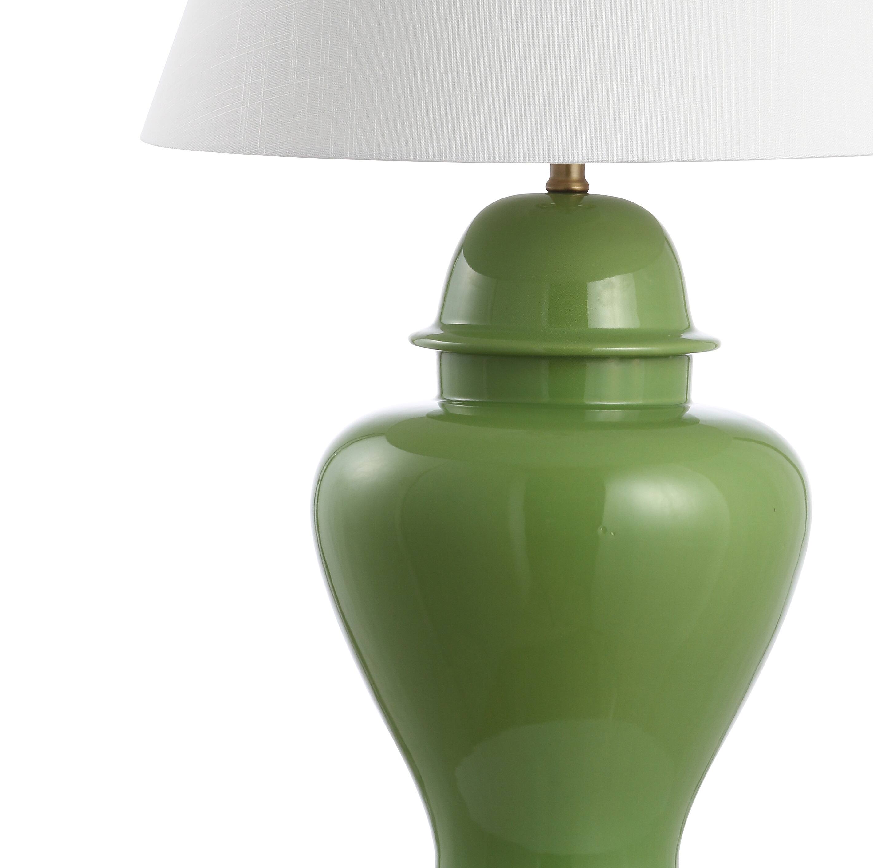 Alt View 4. Jonathan Y - Sagwa 33" Ceramic/Iron Modern Classic LED Table Lamp, Green - Green.