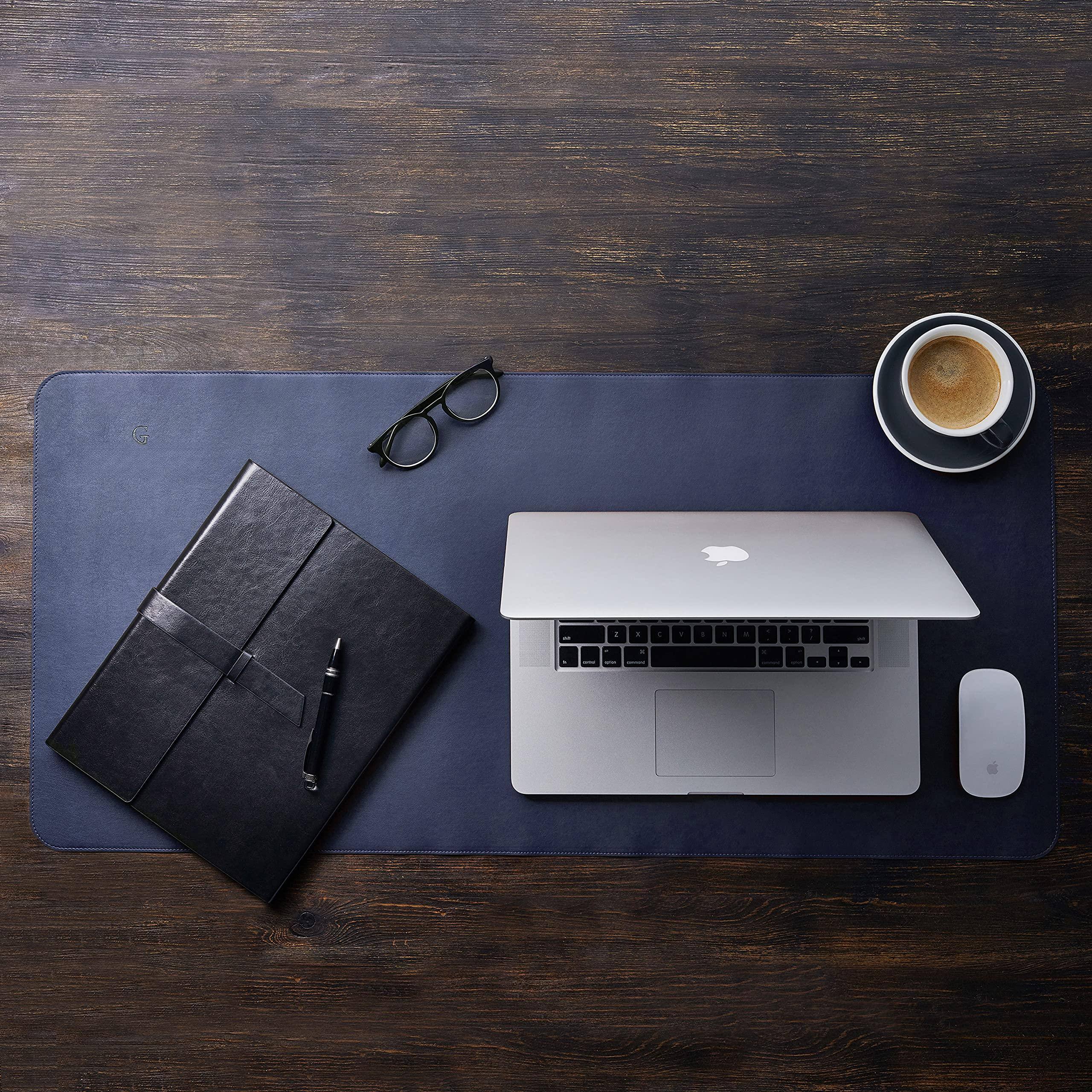 Alt View 6. Fabibe - Desk Mat Writing Pad - Office  Large 36" X 17" Navy Blue Mats On Top Of Desks Gift Ready Elegant Computer Cover Prote... - Navy Blue Medium.