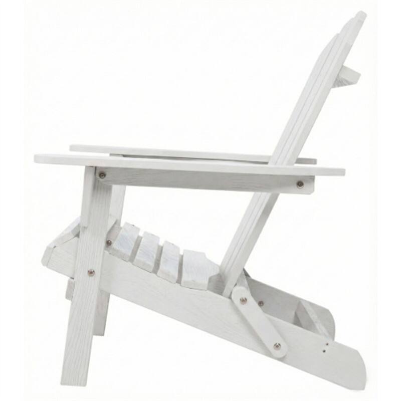 Alt View 2. HTUTWOO - Set of 2 Wood Lounge Patio Chair for Garden Outdoor - Wooden Folding Embossed Adirondack Chair, Wood Lounge Patio Chair - White.