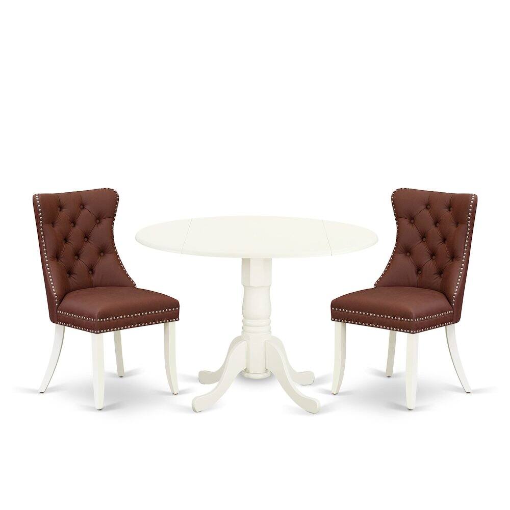 Left. East West Furniture - 3 Piece Modern Dining Table Set - White.
