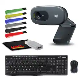 Logitech - C270 Desktop or Laptop Webcam, HD 720p Video Calling Bundle
