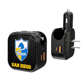 Keyscaper - San Diego Chargers Team Logo Dual Port USB Car & Home Charger - Multicolor