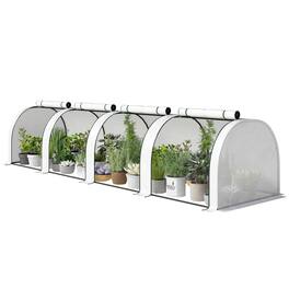Outsunny - 13' L x 3' W x 2.5' H Portable Tunneled Greenhouse with 4 Zippered Doors - White