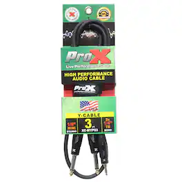 ProX - XC-MYP03 3' 1/8" (3.5mm) Mini-TRS to Dual TS-M Unbalanced High Performance Audio Y Cable