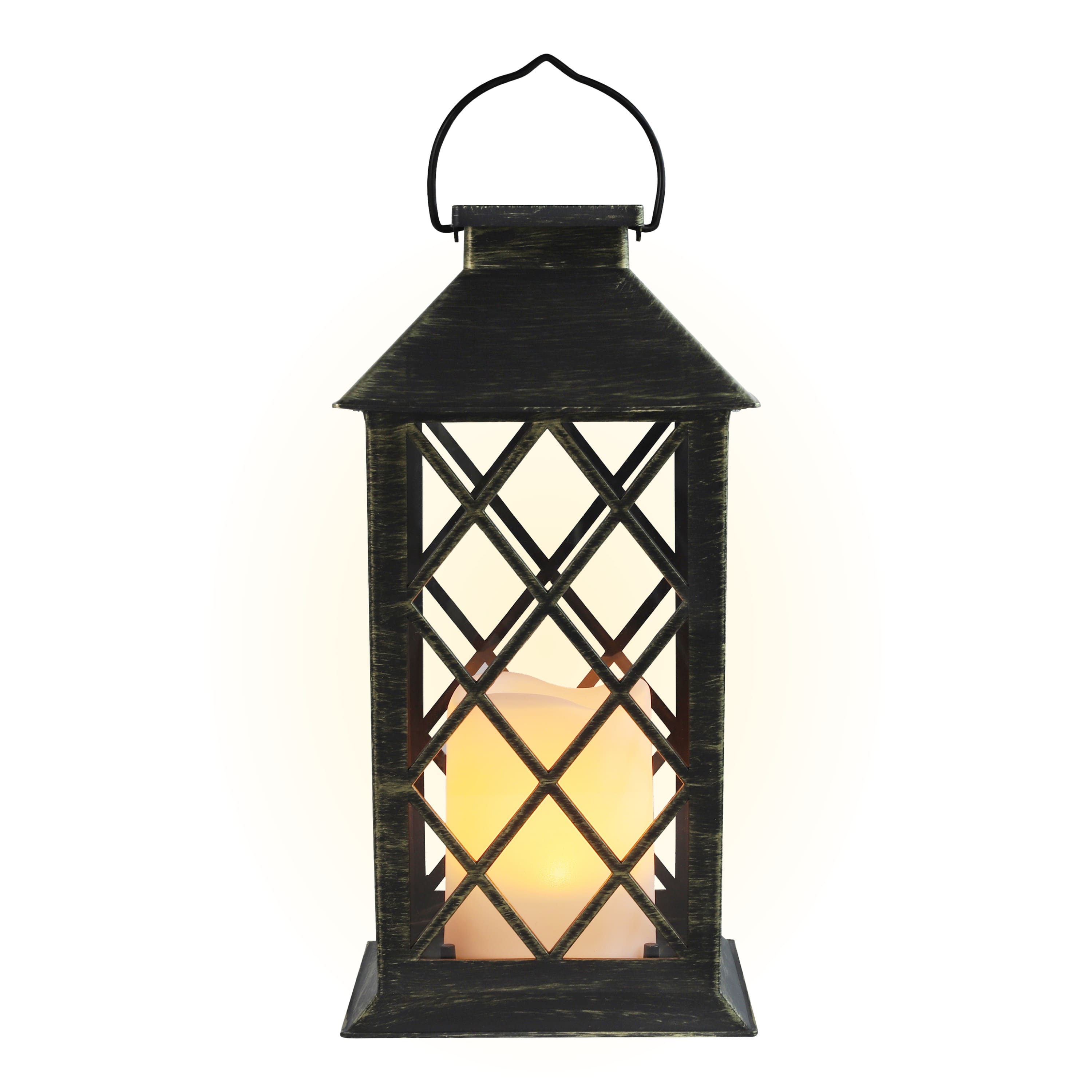 Techko - Solar Vintage Metal Candle Lantern with Metal & Glass