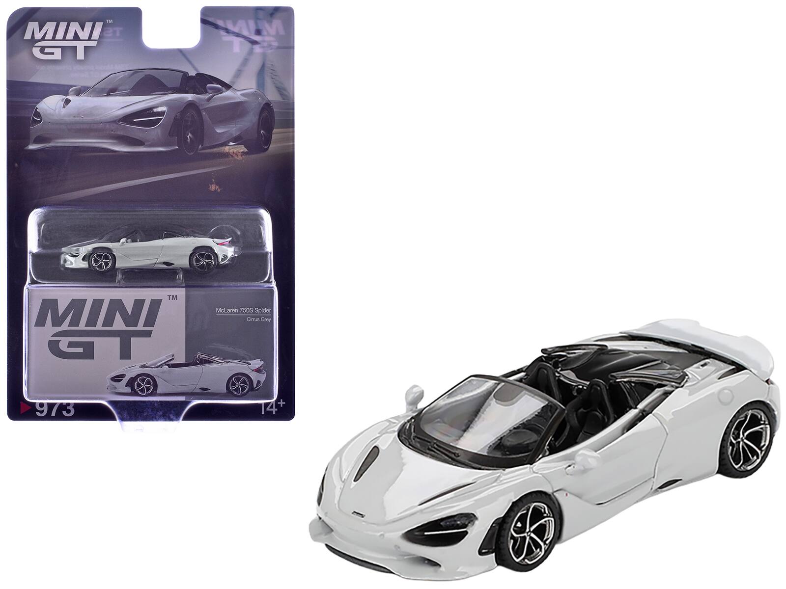 MINI GT  
McLaren 750S Spider  
Cirrus Grey  
973  
4+