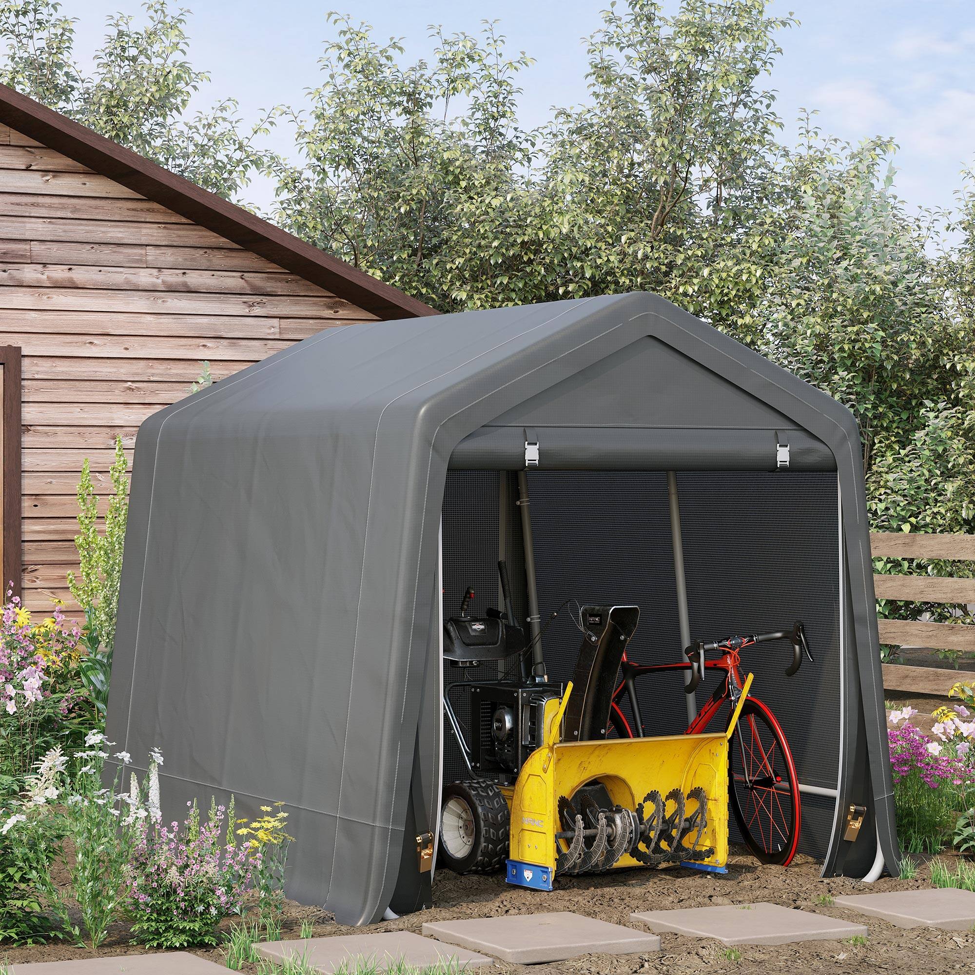 Alt View 1. Outsunny - 9.2' x 7.9' Garden Garage Storage Tent.