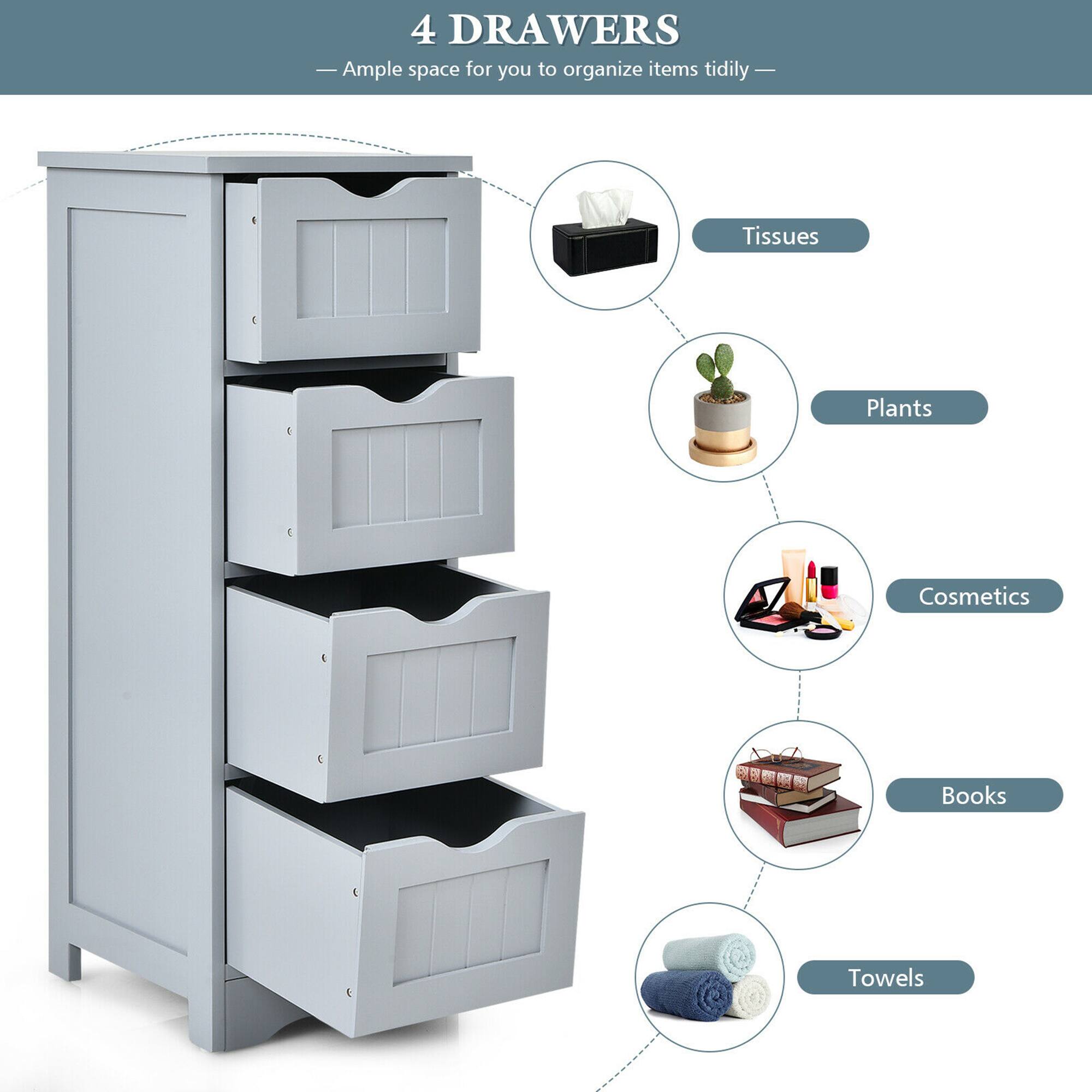 4 DRAWERS  
—Ample space for you to organize items tidily—  
Tissues  
Plants  
Cosmetics  
Books  
Towels