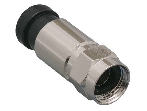Front. Cable Leader - F-Type Compression Connector for RG6 Coaxial Cable, 75-Ohm - Silver.