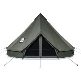 VEVOR - Canvas Bell Tent, 4 Seasons 16.4 ft Yurt Tent for Camping with Stove Jack, Canvas Breathable Holds up to 7 People - Dark Green