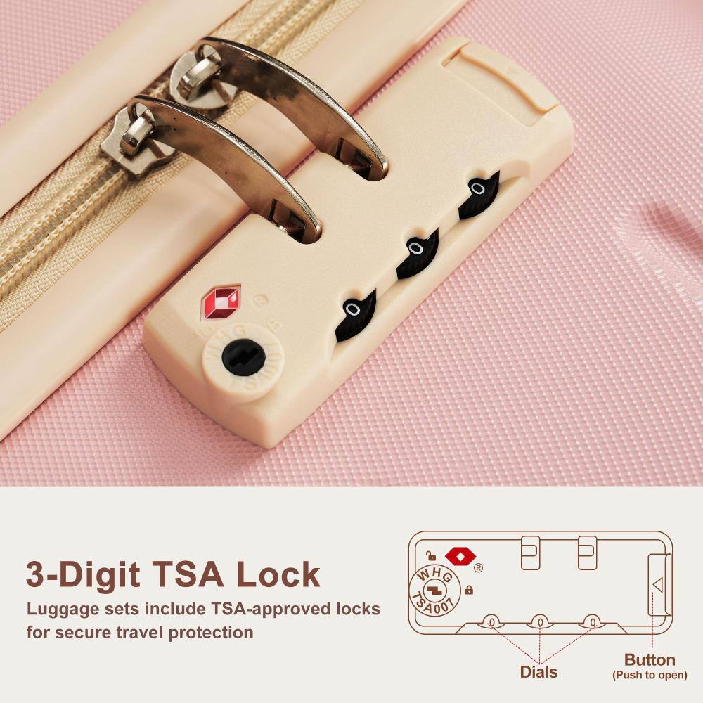 3-Digit TSA Lock  
Luggage sets include TSA-approved locks for secure travel protection  

Button (Push to open)  
Dials