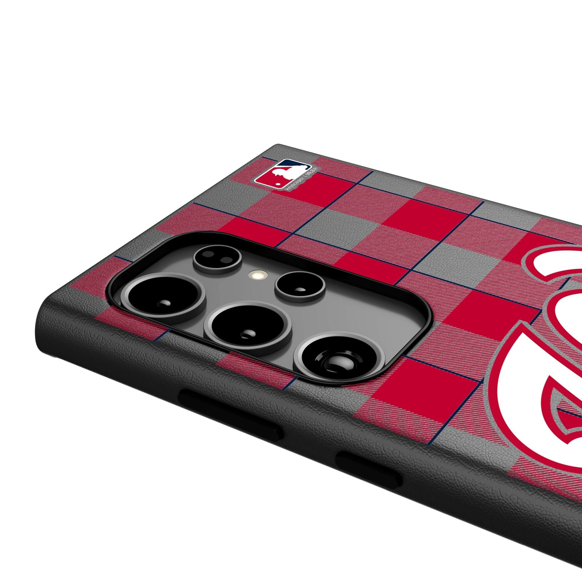 Alt View 3. Keyscaper - Washington Nationals Plaid Galaxy Magnetic Bump Case - S25 - Black.